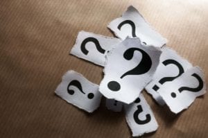 Too many question marks on strips of paper