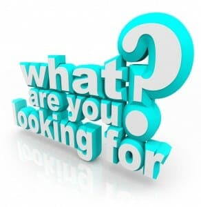 What Are You Looking For question asking your mission, goal, quest or objective in searching for something you want or need
