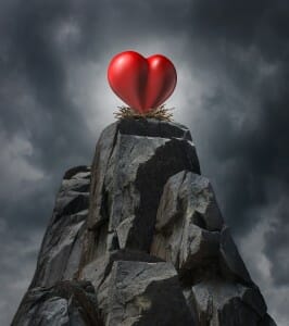 Don't Believe in Divorce. Heart on top of a stone mountain