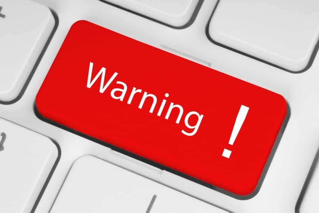 Keyboard warning sign