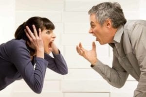 Divorcing couple screaming at each other