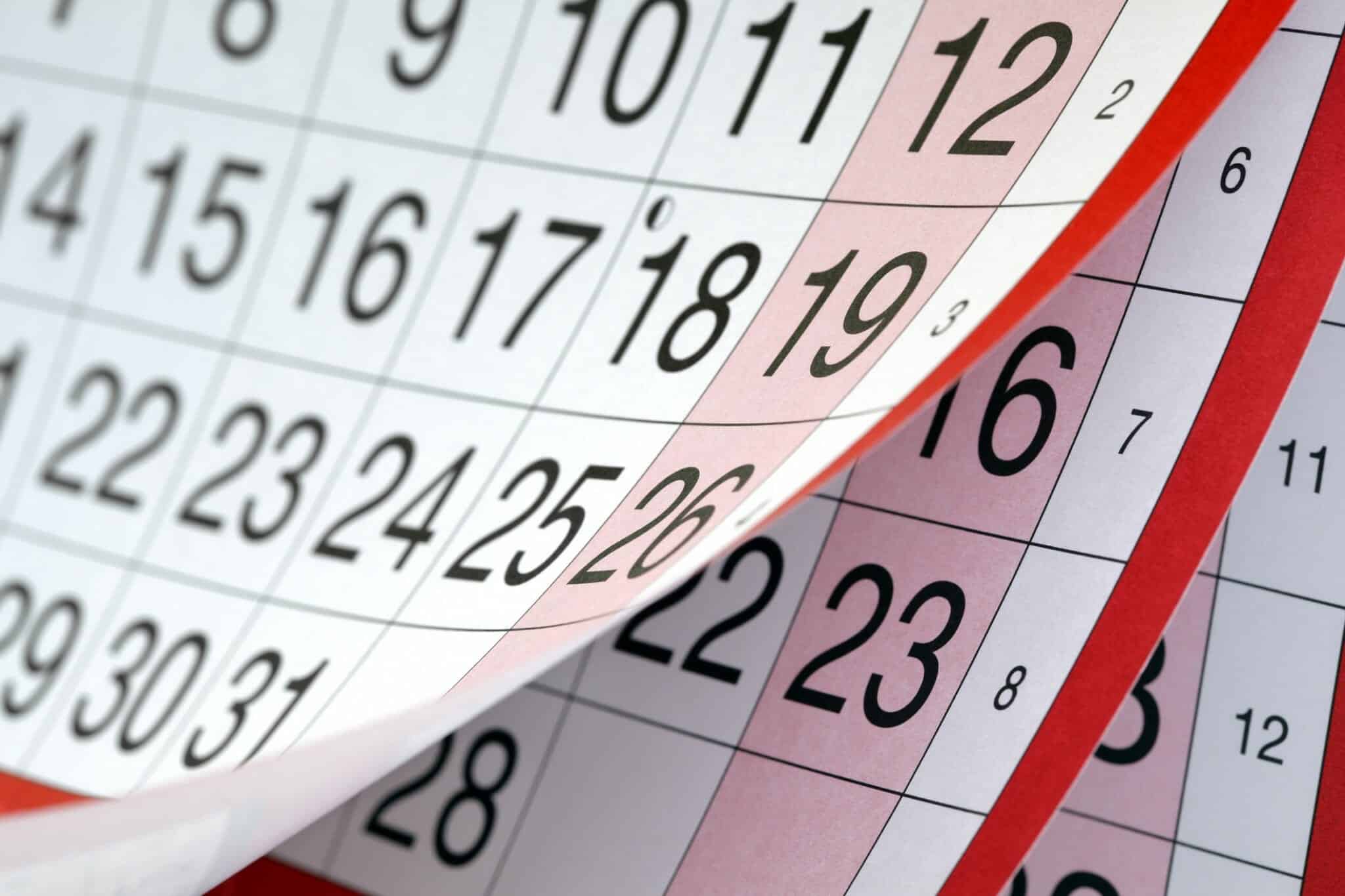 Close up of a calendar used for parenting schedule