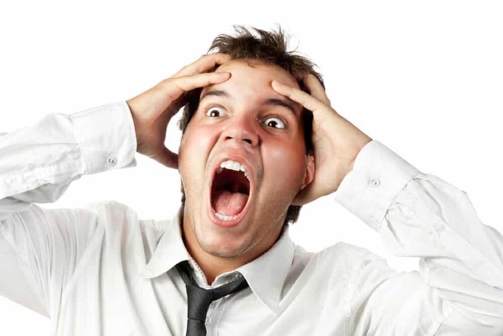 Young man screaming, "I want a divorce!"