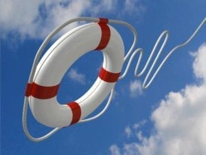 Close up of life preserver flying through the air. Save your marriage!