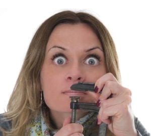 women needs to shut up, she holding a clamp on her mouth