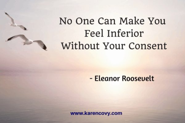 Picture of seagulls flying. Quote: No one can make you feel inferior without your consent.