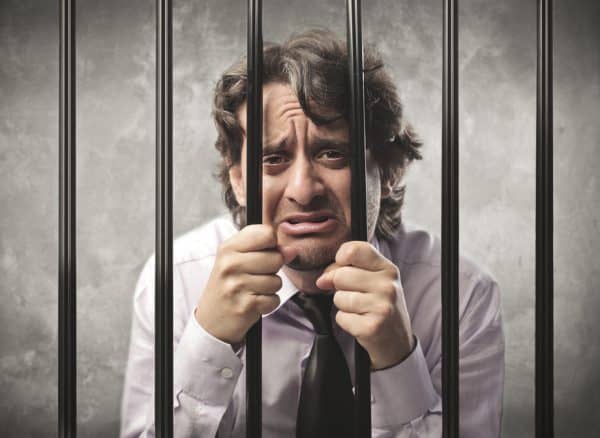 Crying man in jail for not paying child support