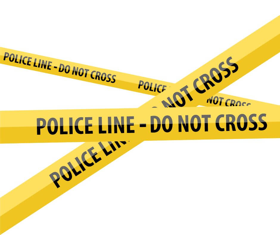 Yellow police tape stretched accross the screen. "Don't cross the boundaries."