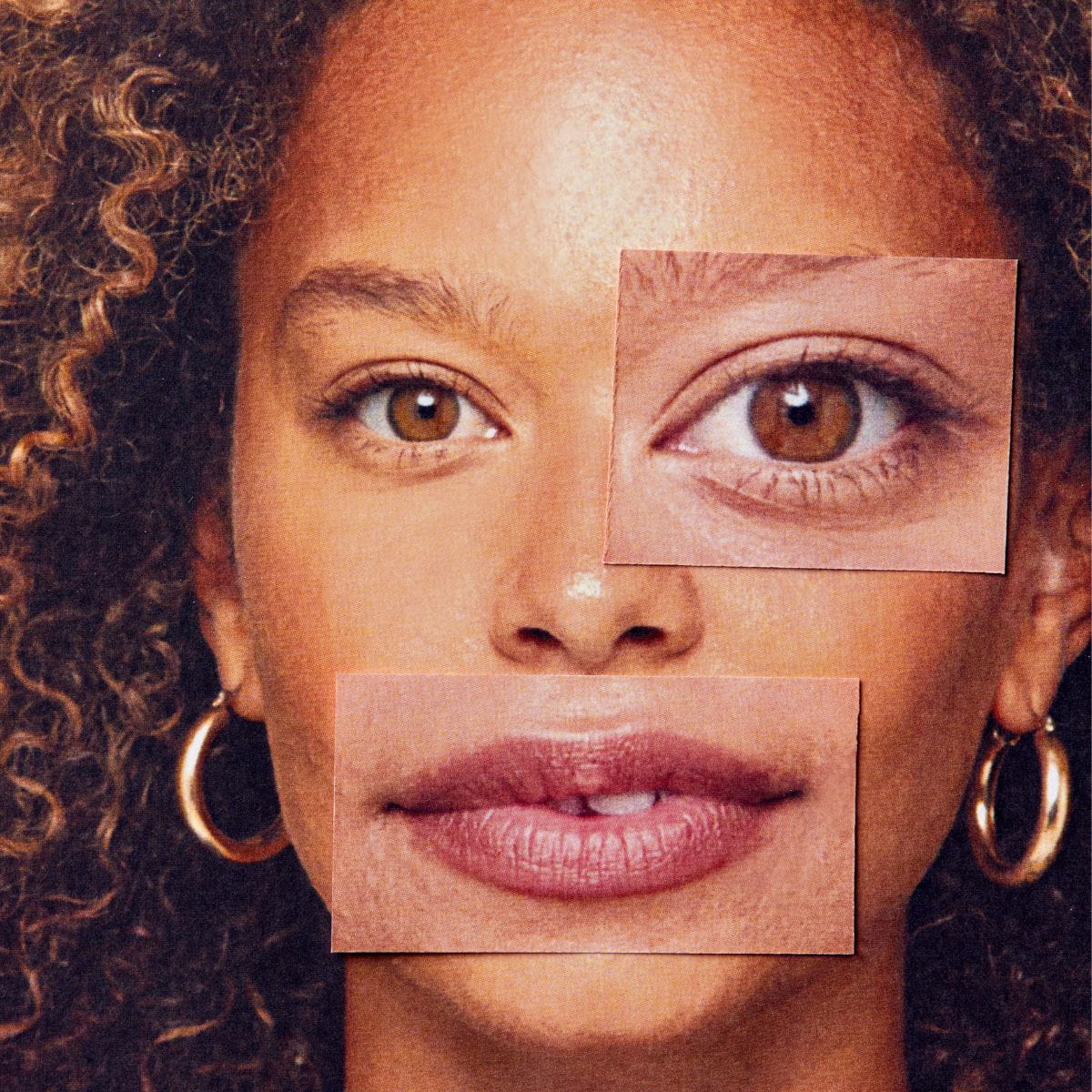 Modern art image of African American Woman's face with distorted features signifying identity shift.